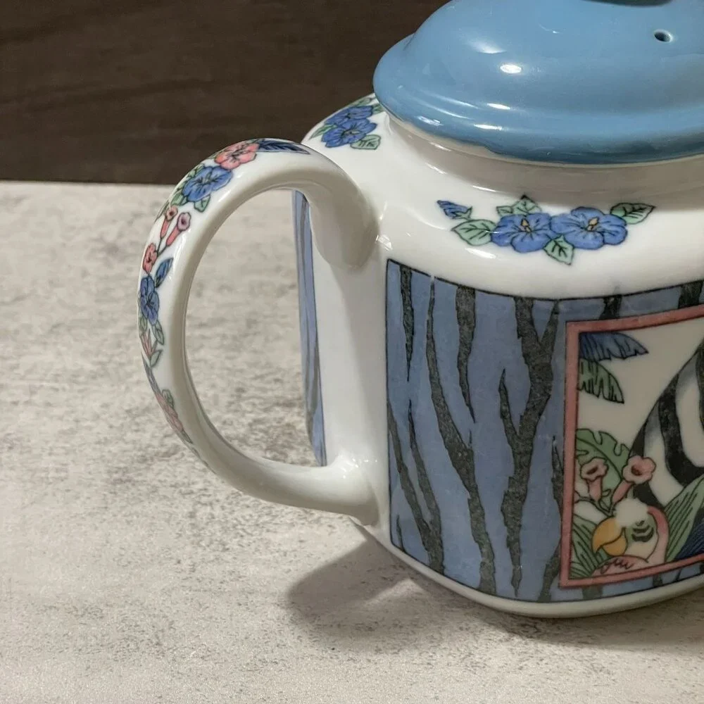Vintage Takahashi San Francisco Zebra Tiger Hand Painted Teapot Made in Japan
